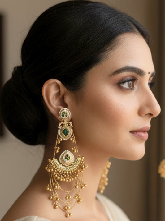 VIVAZS Kashmiri Long Drop Earring