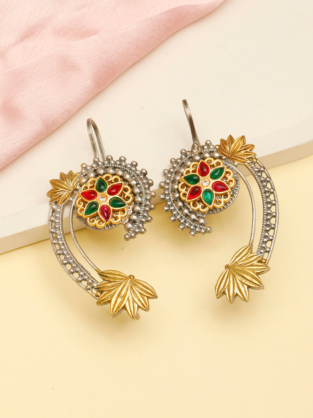 VIVAZS Oxidised Multicolor Earcuff Earrings