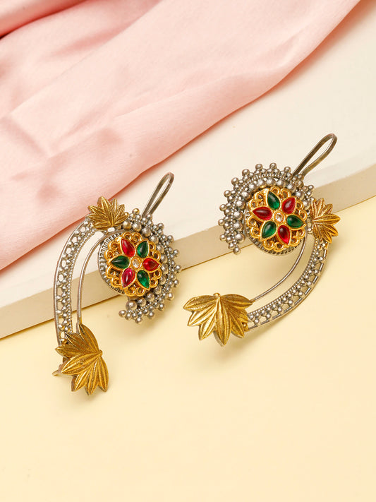VIVAZS Oxidised Multicolor Earcuff Earrings