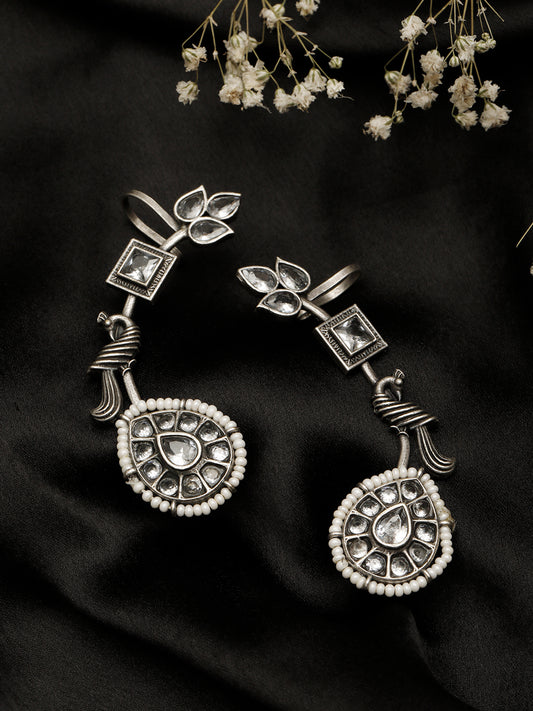 VIVAZS Silver Plated Contemporary Ear Cuff Earrings