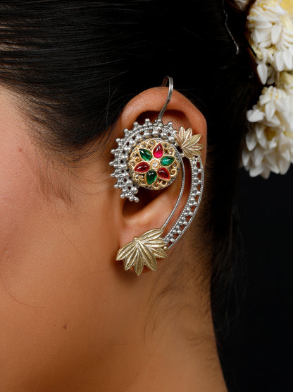 VIVAZS Oxidised Multicolor Earcuff Earrings