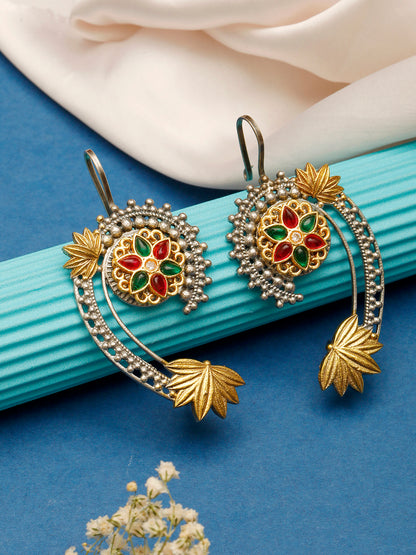 VIVAZS Oxidised Multicolor Earcuff Earrings