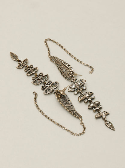 VIVAZS Silver Plated Oxidised Contemporary Drop Earrings