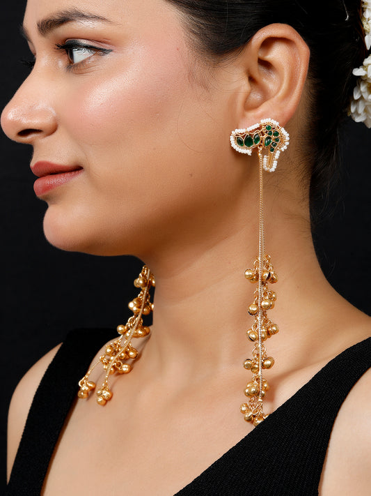 VIVAZS Kashmiri Drop Earrings (Green)