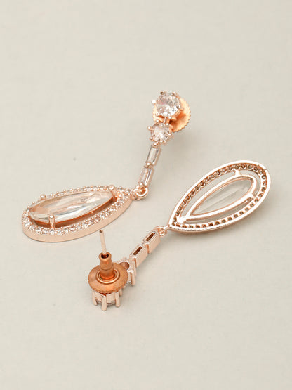 VIVAZS Women Rose Gold-Plated AD Studded Handcrafted Jewellery Set