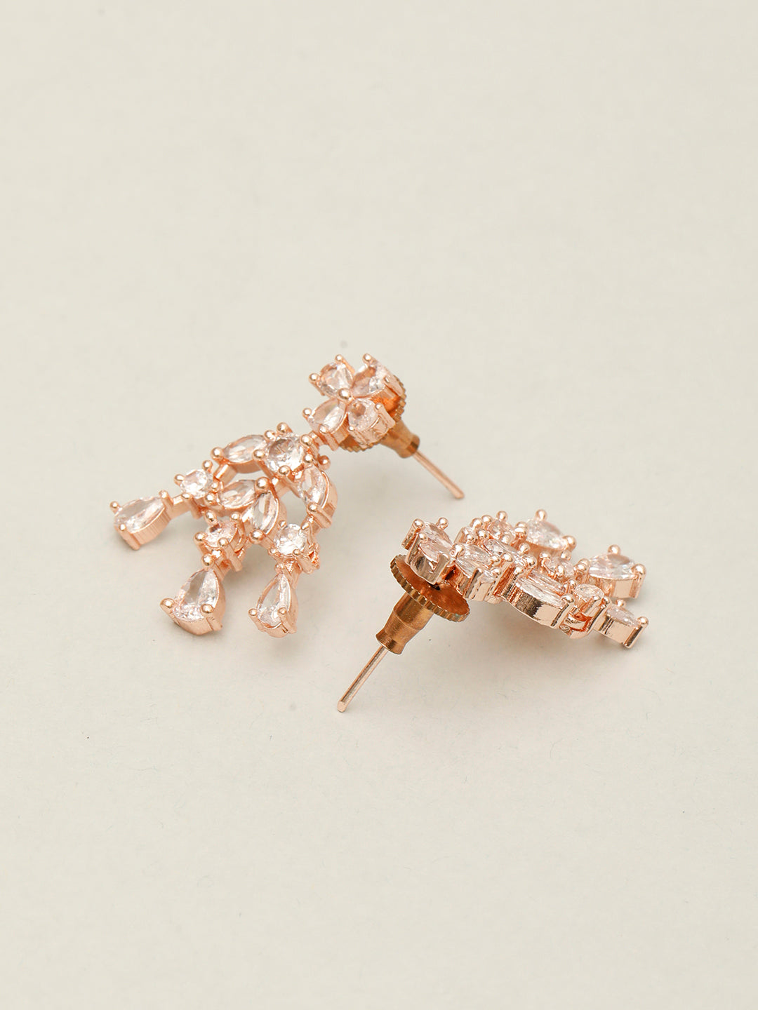 VIVAZS Rose Gold-Plated White AD-Studded Handcrafted Jewellery Set