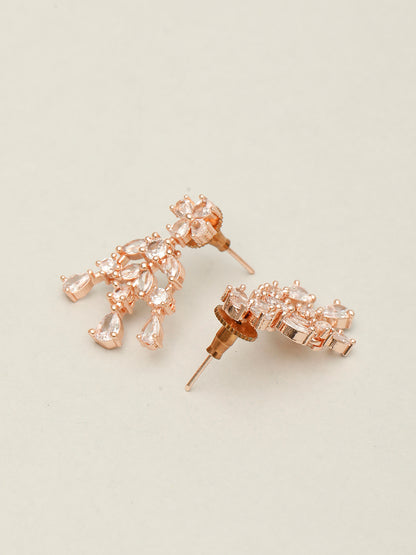VIVAZS Rose Gold-Plated White AD-Studded Handcrafted Jewellery Set