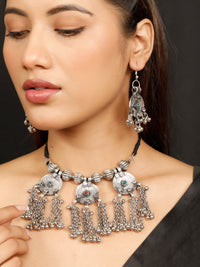 VIVAZS Silver-Plated Oxidised Jewellery Set