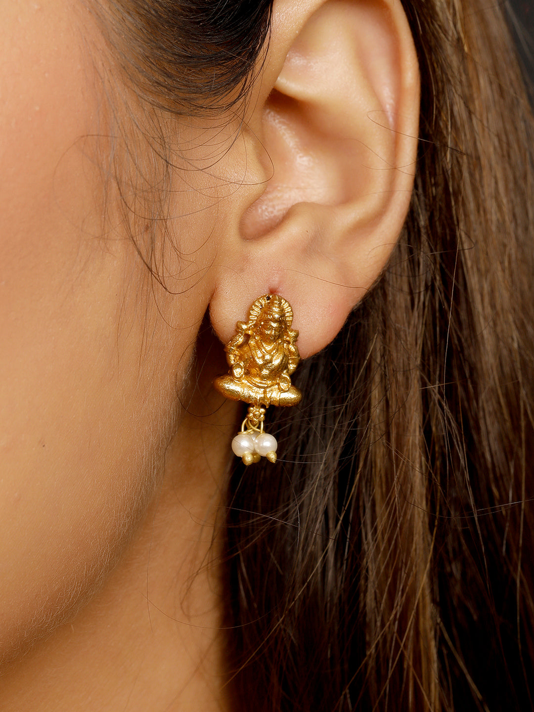 VIVAZS Gold-Plated Divine Lakshmi Motif Temple Jewellery Set with Intricate Detailing