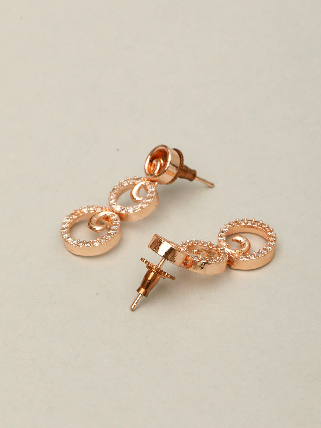 VIVAZS Rose Gold-Plated White AD-Studded Handcrafted Jewellery Set
