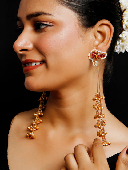 VIVAZS Kashmiri Drop Earrings(Pink)