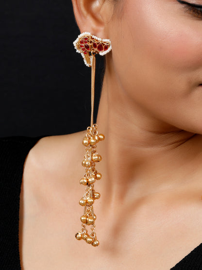 VIVAZS Kashmiri Drop Earrings(Pink)