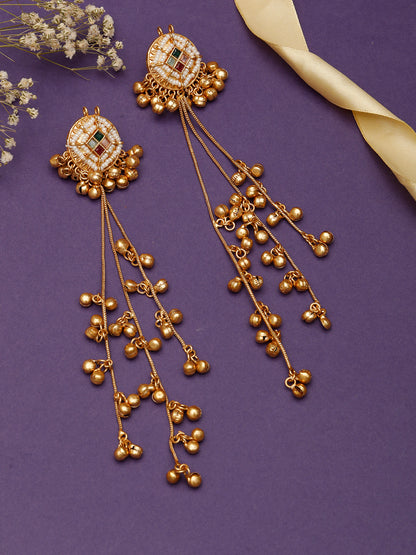 VIVAZS Kashmiri Long Drop Earrings (Multicolor)