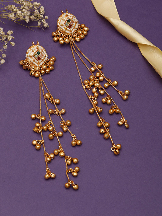 VIVAZS Kashmiri Long Drop Earrings (Multicolor)