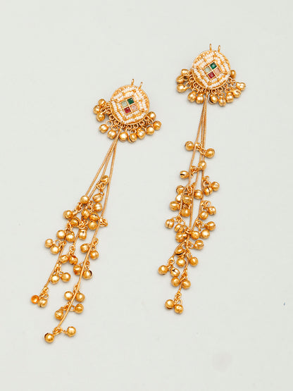 VIVAZS Kashmiri Long Drop Earrings (Multicolor)