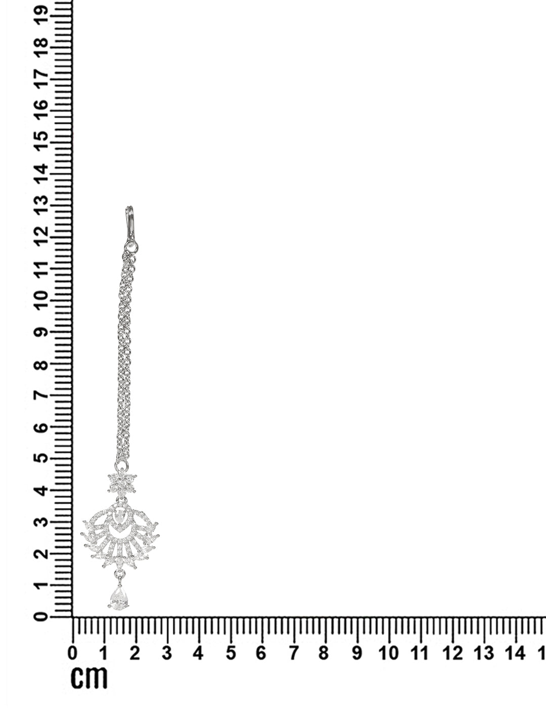 VIVAZS Rhodium-Plated Cubic Zirconia Studded Maang Tikka Head Jewellery