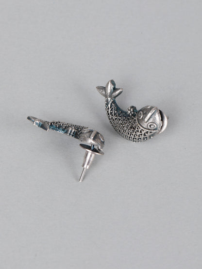 VIVAZS Oxidized German Silver-Plated Fish-Shaped Jewellery Set