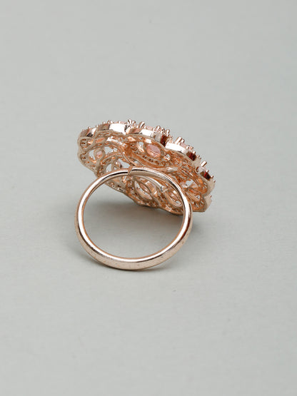 VIVAZS Rose Gold Plated AD-Studded Adjustable Ring