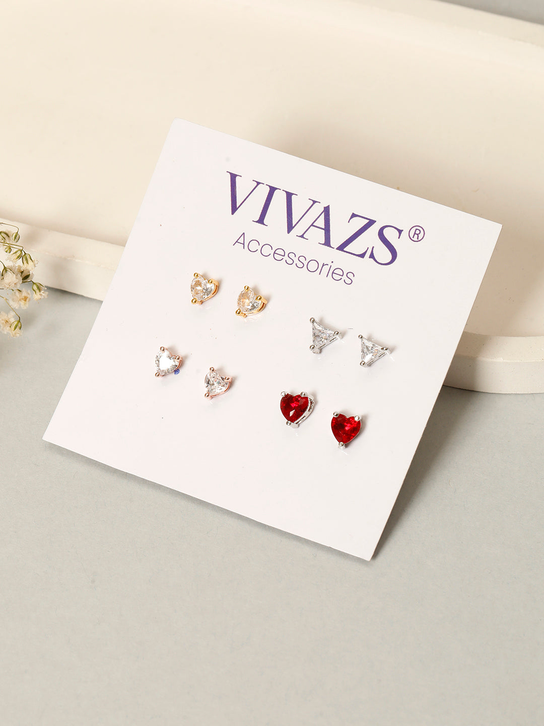 VIVAZS Set of 4 Combo Quirky AD Stud Earrings