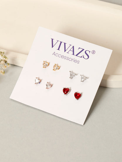 VIVAZS Set of 4 Combo Quirky AD Stud Earrings