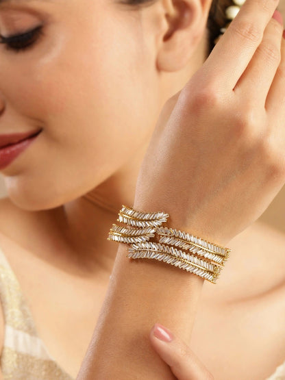 Set Of 2 Gold-Plated AD-Studded and Cubic Zirconia Studded Premium Bangles