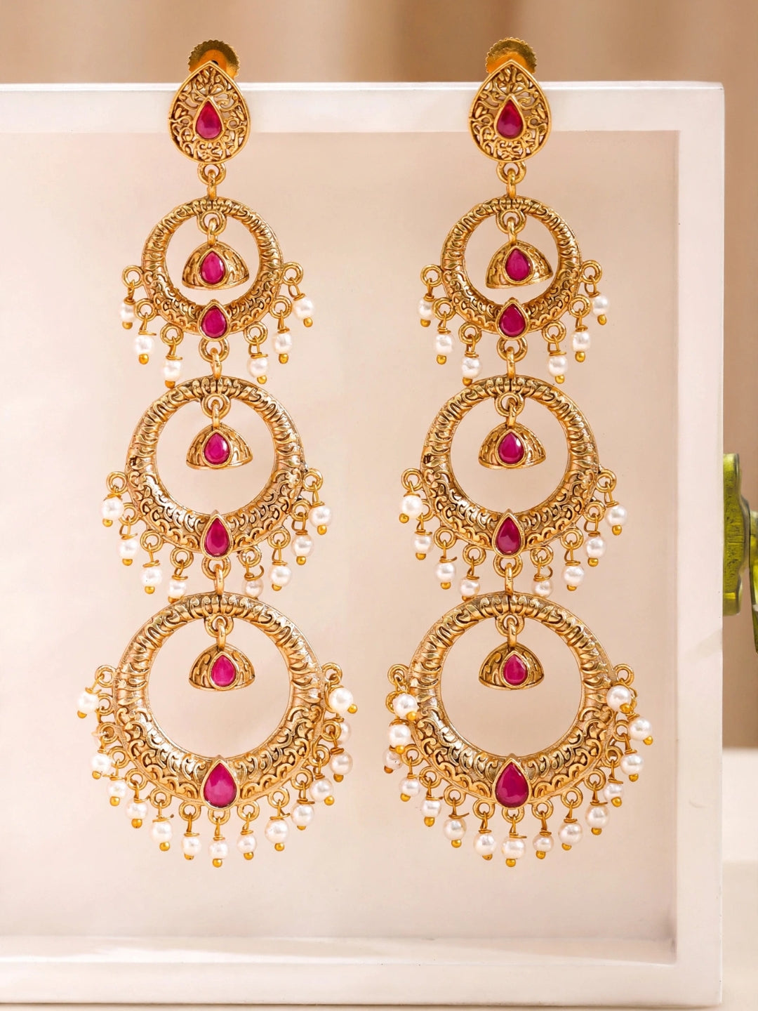 VIVAZS Kashmiri Long Circle Drop Earring