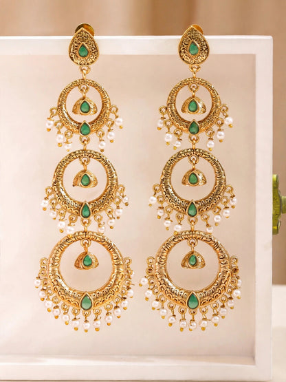 VIVAZS Kashmiri Long Circle Drop Earring
