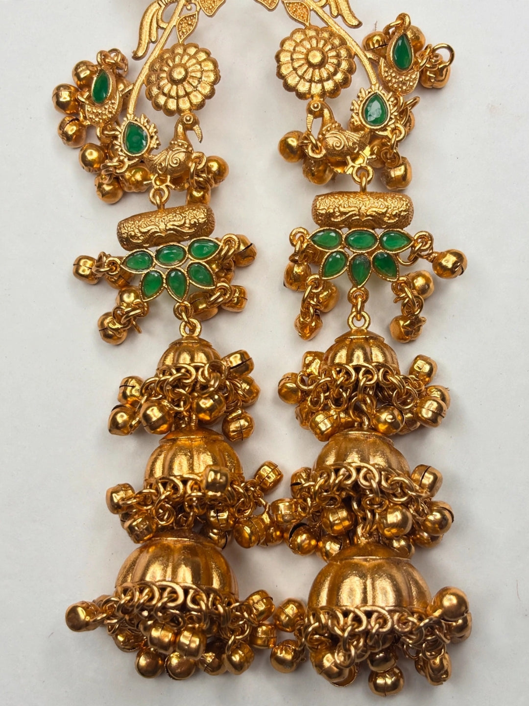 VIVAZS Kashmiri Drop earcuff Earrings Jhumkas (Green)