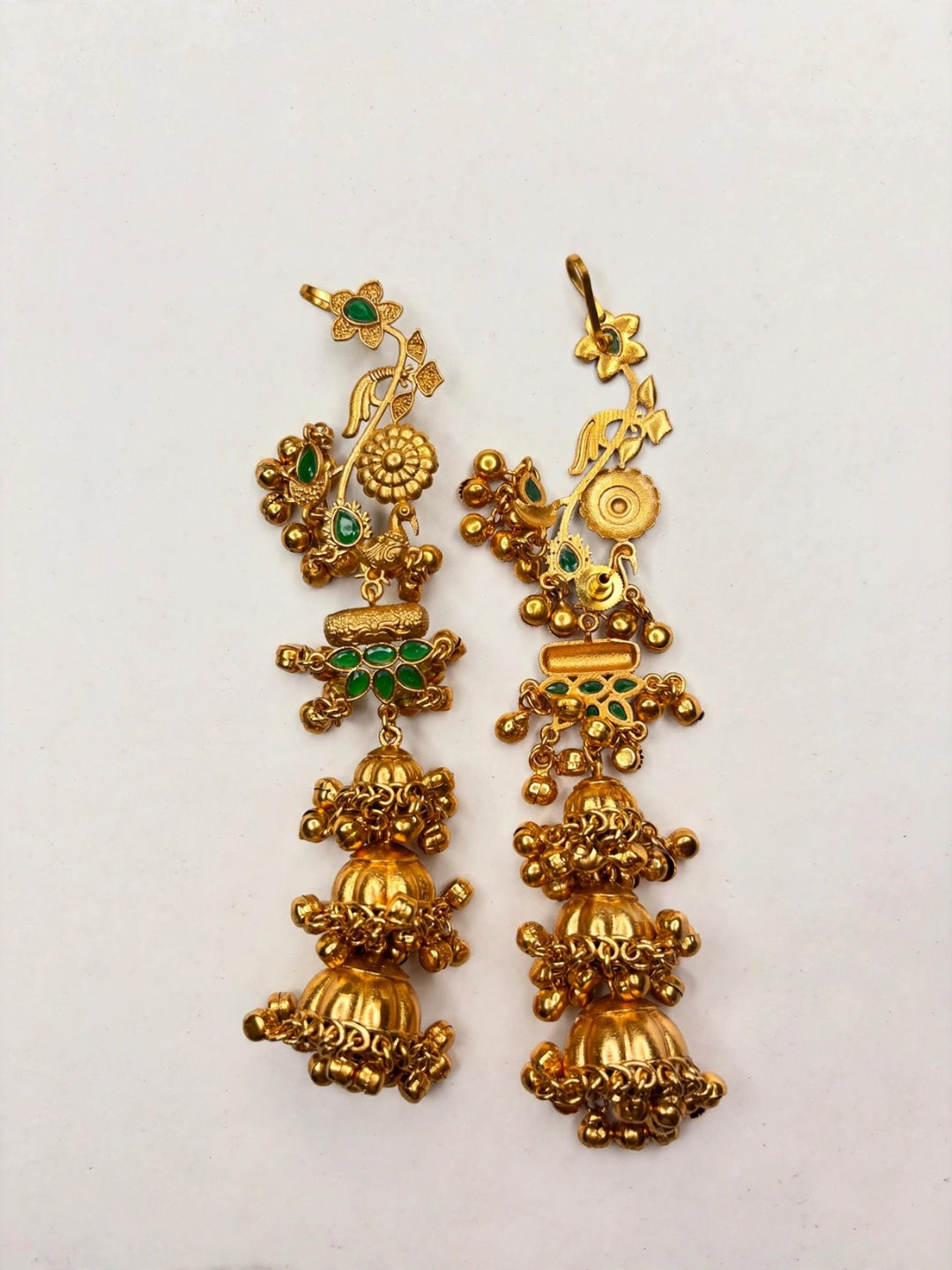 VIVAZS Kashmiri Drop earcuff Earrings Jhumkas (Green)
