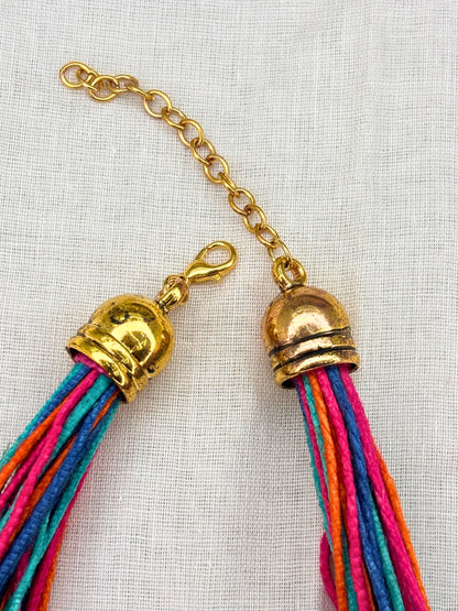 Gold-Plated Oxidised Statement Multi Thread Layered Jute Necklace