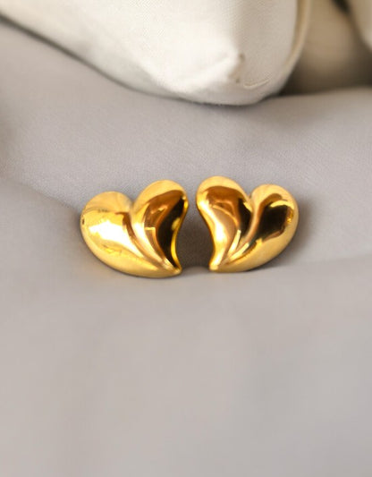 VIVAZS 18K Gold Plated Heart Studs