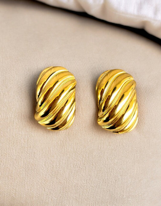 VIVAZS 18K PVD Gold Plated Chunky Stud Earrings