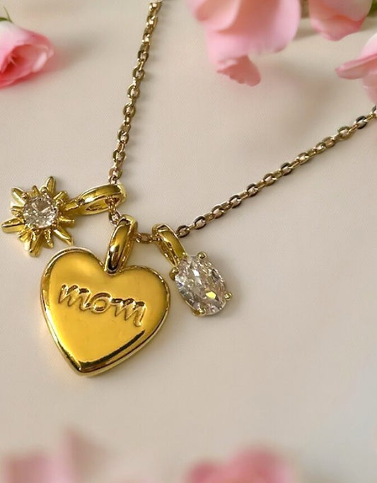 VIVAZS MOM HEART CHARM NECKLACE