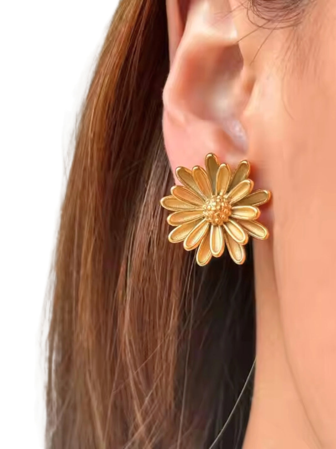 VIVAZS 18k Gold Plated Gypsy Daisy Flower Earrings