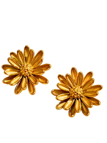 VIVAZS 18k Gold Plated Gypsy Daisy Flower Earrings