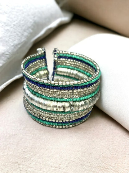 VIVAZS Shimmering Turquoise Blue and Silver Bracelet/Bangle