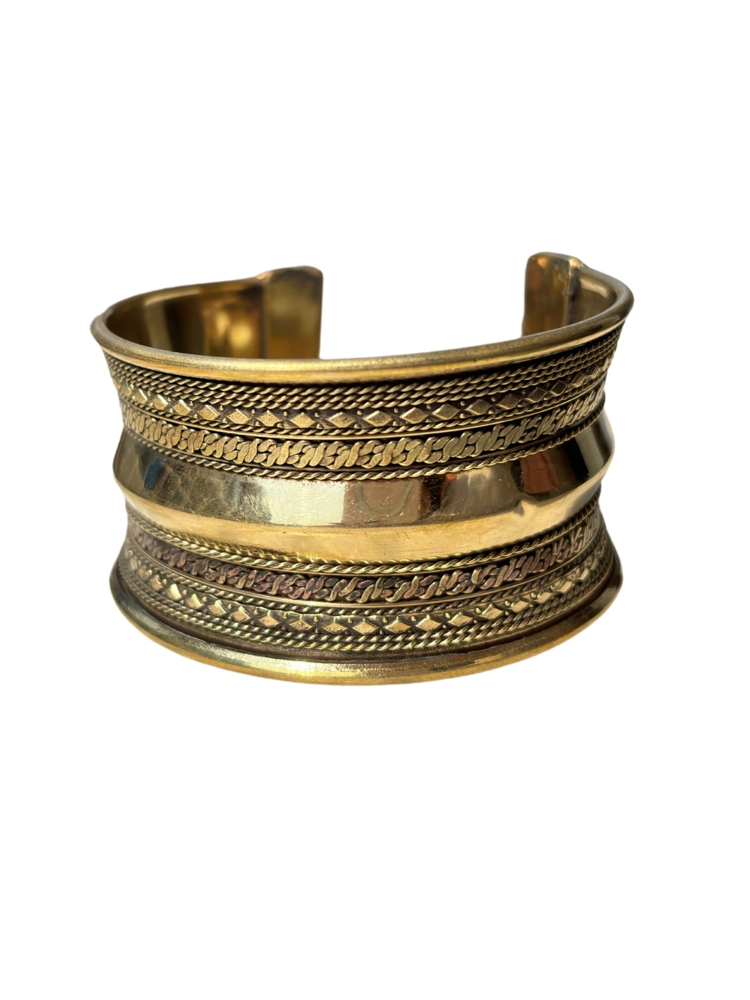 VIVAZS Women Golden-Toned Oxidised Cuff Bracelet