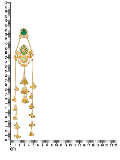 VIVAZS Kashmiri Gold Plated Drop Earrings Green