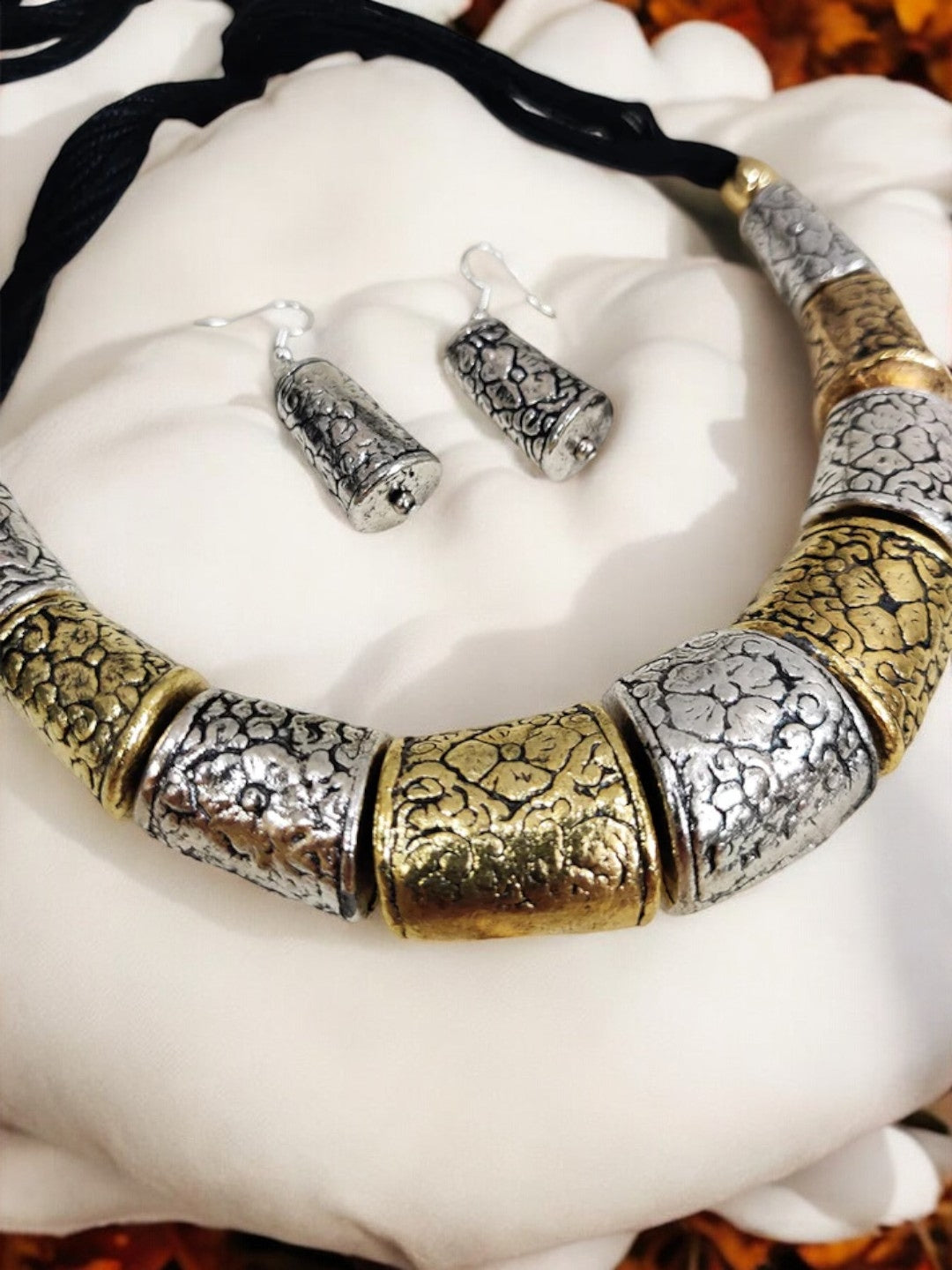 VIVAZS Golden and Silver Tribal Inspired Choker Necklace