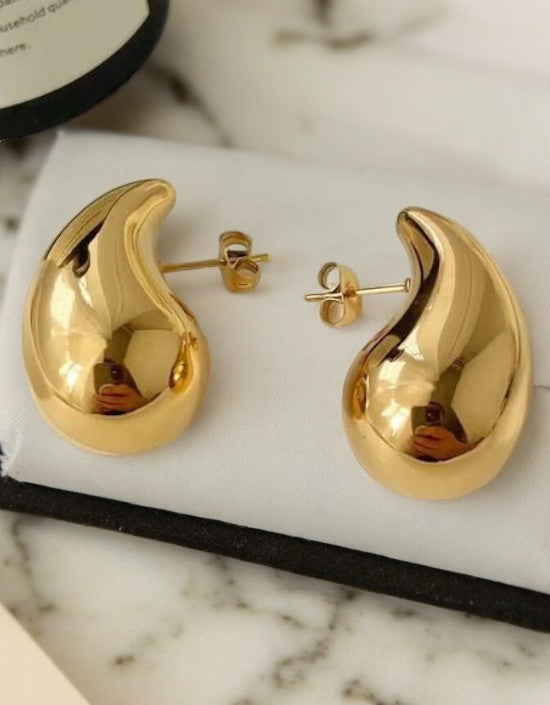 VIVAZS 18kt Gold Plated Statement Waterdrop/ Teardrop Stud Earrings