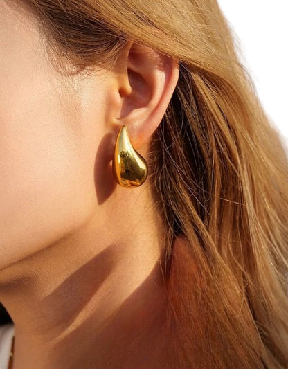 VIVAZS 18kt Gold Plated Statement Waterdrop/ Teardrop Stud Earrings