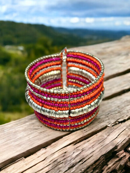 VIVAZS Beaded PInk and Orange Bracelet