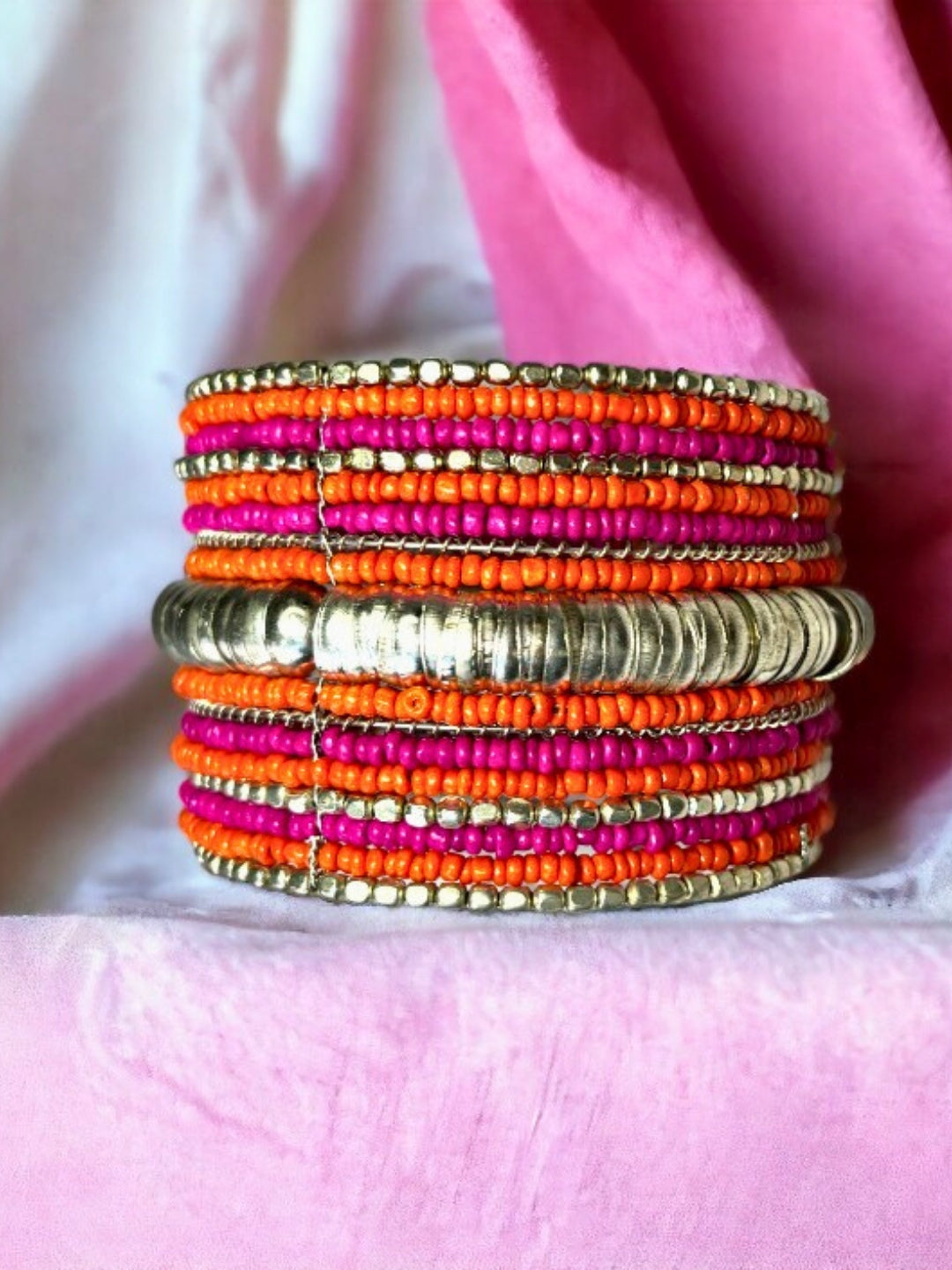 VIVAZS Beaded PInk and Orange Bracelet