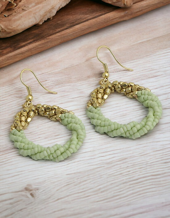 VIVAZS Teardrop Hoop earrings crafted from seed beads