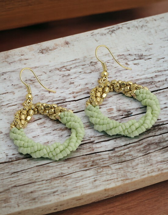 VIVAZS Teardrop Hoop earrings crafted from seed beads