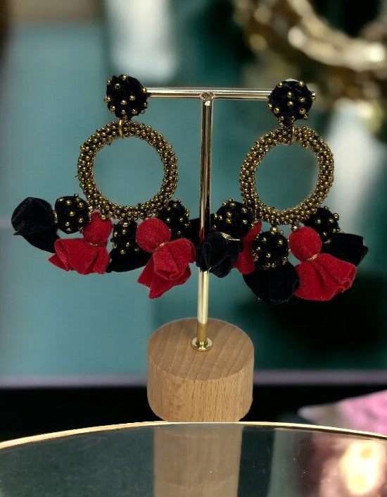 VIVAZS Bella Hoops - Statement Party Wear Beaded Handmade Hoop Earrings