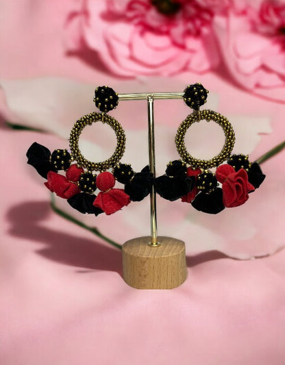 VIVAZS Bella Hoops - Statement Party Wear Beaded Handmade Hoop Earrings