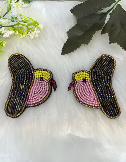 VIVAZS Pink Bird Handmade Beaded Earrings For Women & Girls