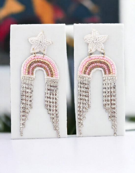 VIVAZS Rainbow earrings adorned with star accents and detailed cubic zirconia