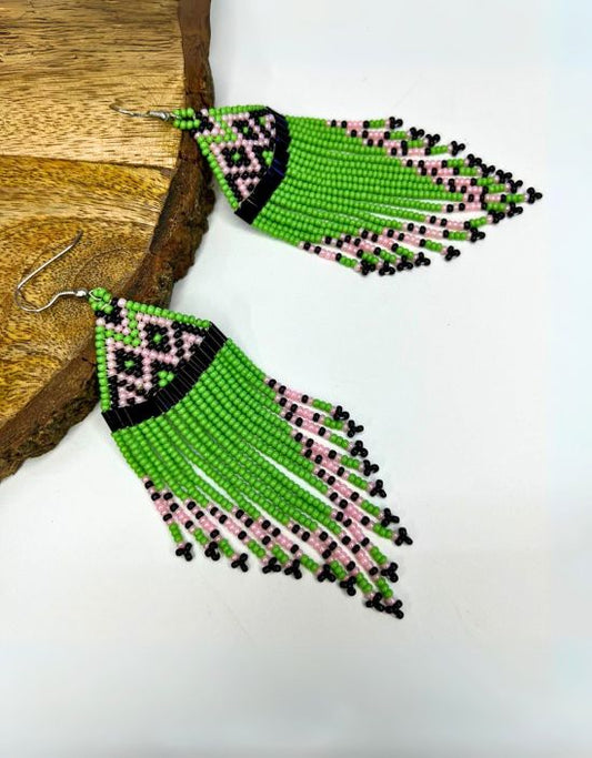 VIVAZS Green Color Cute Aesthetic Beaded Earrings